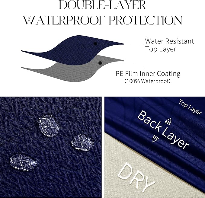 MOSAYT 100% Waterproof Dining Room Chair Covers Set of 6, Super Fit Stretch Jacquard Parson Chairs Slipcovers Removable Washable Chair Seat Protectors for Home, Kitchen, Banquet (Navy Blue - XL) - Image 3
