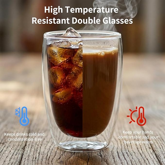 MESNEY 17 oz Double Wall Glass Coffee Mugs, Bulk Set of 48 | Insulated Double Wall, Clear Borosilicate Glass, 17 oz Capacity, Stackable 48 Pack, For Cafes & Restaurants - Image 4
