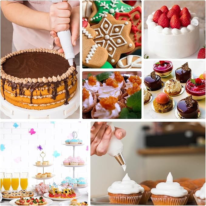 4PCS Reusable Piping Bag,Cotton18 Inch Piping Bags, Hanging Cake Pipings Bags, Used to Decorate Various Cake Cookies, Cream Puff, Ice Cream, Donut Filling, White