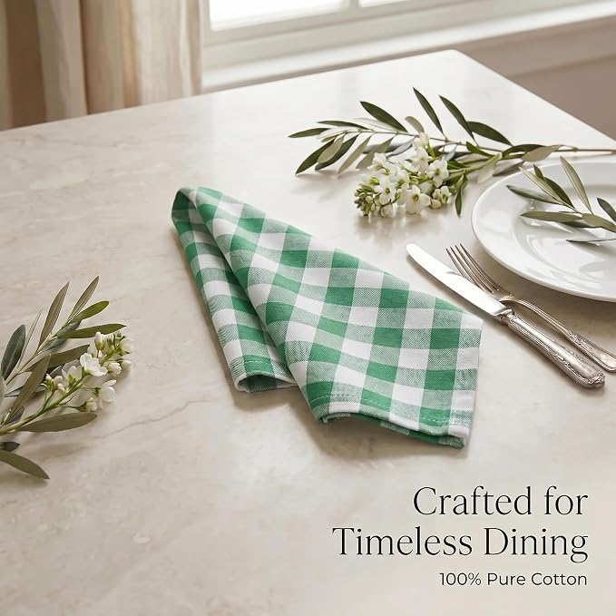Urban Villa Cloth Napkins Cotton 20x20 (Set of 12) Hunter White - Image 8
