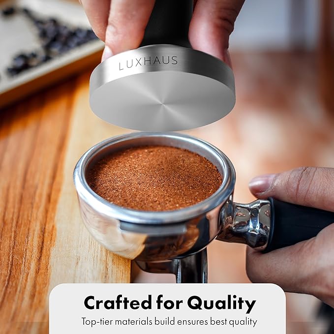 LuxHaus 51mm Espresso Tamper - Premium Barista Coffee Tamper with 100% Flat Stainless Steel Base