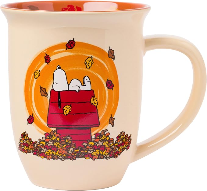 Silver Buffalo Peanuts Snoopy Fall Leaf, Wide Rim Ceramic Mug, 16oz | Leaves are Falling, Autumn is Calling, 0.47 Liters by SilverBuffalo
