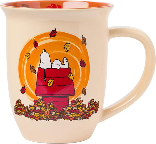 Silver Buffalo Peanuts Snoopy Fall Leaf, Wide Rim Ceramic Mug, 16oz | Leaves are Falling, Autumn is Calling, 0.47 Liters by SilverBuffalo
