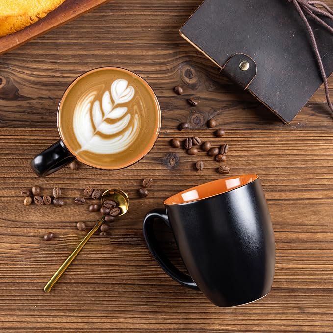 GBhome 16oz Coffee Mugs Set of 6, Large Ceramic Coffee Mugs for Man, Woman, Dad, Mom, Modern Coffee Mugs Set with handle for Tea/Latte/Cappuccino/Milk/Cocoa. Dishwasher&Microwave Safe,Orange - Image 3