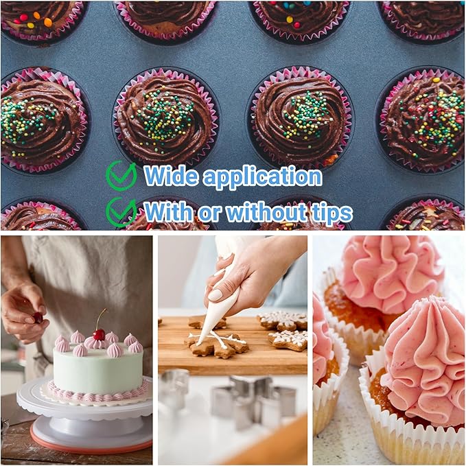 21 Inch Extra Large Piping Bags 100 Pack - Disposable Pastry Bags - Thick Anti-Burst Pastry Icing Frosting Piping Bags For Decorating Cupcakes Cakes Cookies (Large 21 Inch-100 Pack)