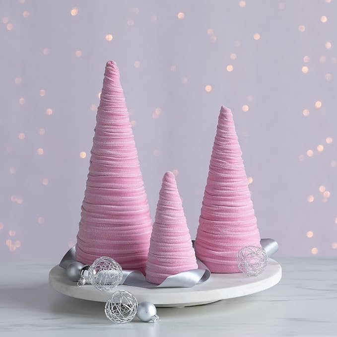 Your Heart's Content Pink Velvet Trees Set of 3, Pastel Accent Room Decor, Wedding Centerpiece, Spring Tabletop, Baby Girl Nursery, Teen Bookshelf (Pink) - Image 2