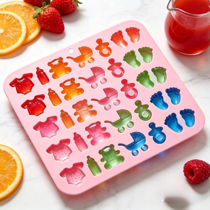 Cute Baby Silicone Fondant Cake Mold, Baby Feet Chocolate Molds | Silicone Baby Onesie Baby Bottle Pacifier Candy Mold Baking Mould for Baby Shower Cake Decoration Gummy Sugar Cupcake Topper - Image 5
