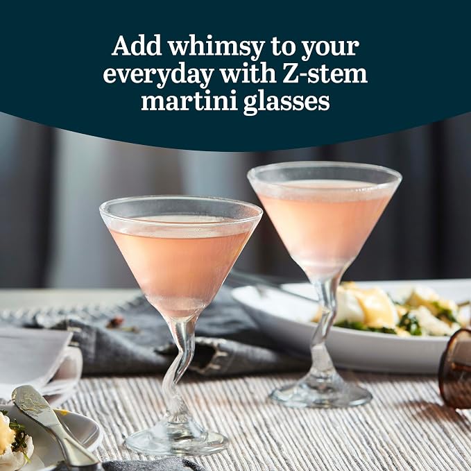 Libbey Z-Stem Martini Glasses Set of 4, Lead-Free Glasses with Z- Stem, Dishwasher Safe Martini Glasses Set for Parties - Image 2