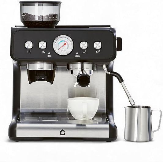 20 Bar Coffee Machine with Built-in Grinder | Stainless Steel Coffee Maker, 2.8L Removable Water Tank, Milk Frother Steam Wand, Adjustable Shot Volume, For Home & Office by JustSmart