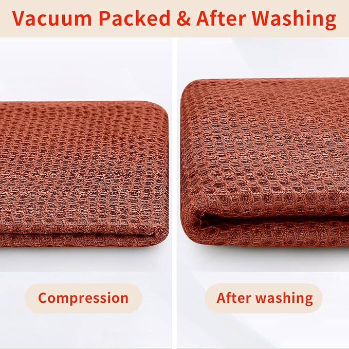 Homaxy 100% Cotton Oversized Waffle Weave Kitchen Towels 6-Pack, Rust | 20 x 28 Inches, Ultra Soft Absorbent Dish Towels, Quick Drying Large Cleaning Towels - Image 8