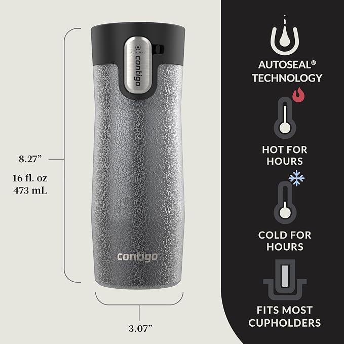Contigo AUTOSEAL West Loop Vacuum-Insulated Stainless Steel Travel Mug with Easy-Clean Lid 16 oz Crystal Sake - Image 2