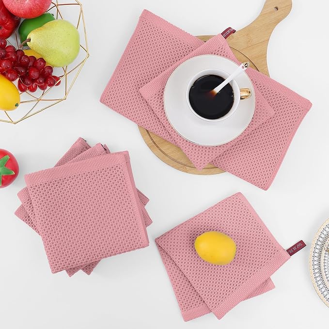 Homaxy 100% Cotton Waffle Weave Kitchen Dish Cloths 24-Pack, Dried Rose | 12 x 12 Inches, Ultra Soft Absorbent Dish Towels, Quick Drying Dish Rags with Hanging Loop - Image 7
