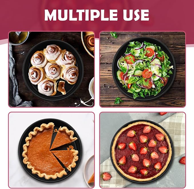 E-far 8 Inch Cake Pan Set of 3, Nonstick Round Baking Layer Cake Pans, Stainless Steel Core & Non-Toxic Coating, 2 Inch Deep (Black) - Image 5