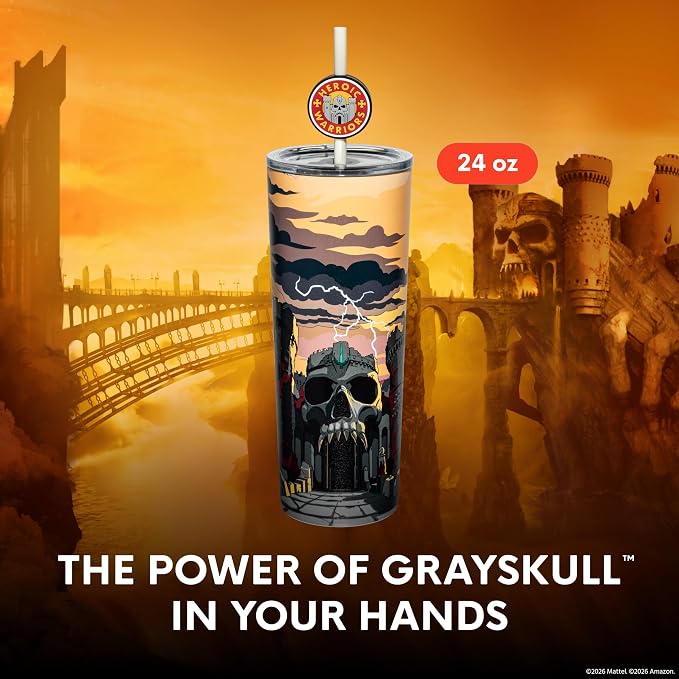 Dragon Glassware x Masters of the Universe Tumbler, 24oz - Castle Grayskull | Vacuum Insulated Stainless Steel Tumbler with Straw & Lid; With Straw Topper; Official Masters of the Universe 2026 Movie Cup - Image 2