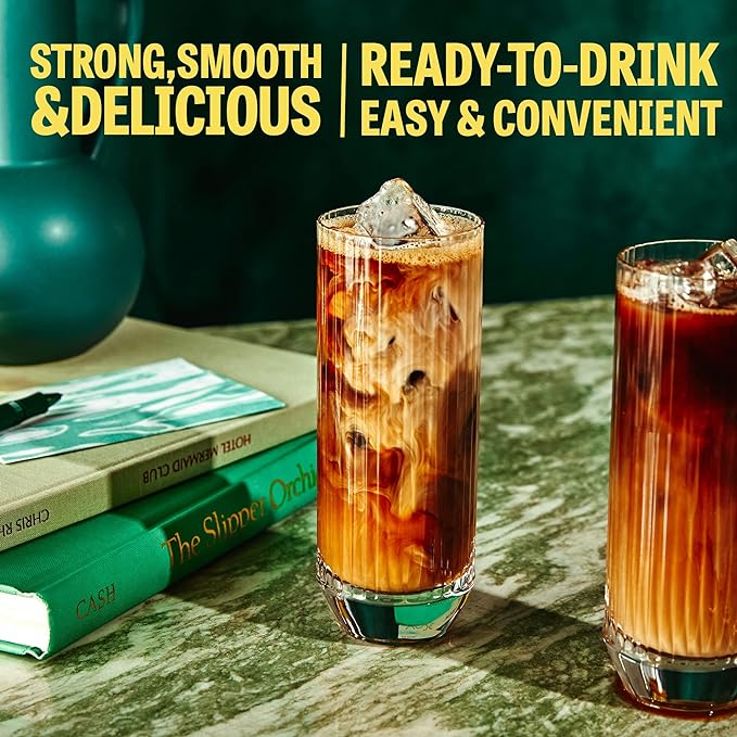 Wandering Bear Straight Black Organic Cold Brew Coffee - Extra Strong, Bold, Smooth, Unsweetened, Shelf-Stable, Ready to Drink, 100% Organic Iced Cold Brewed Coffee Drink - 32 fl oz, 6 pack