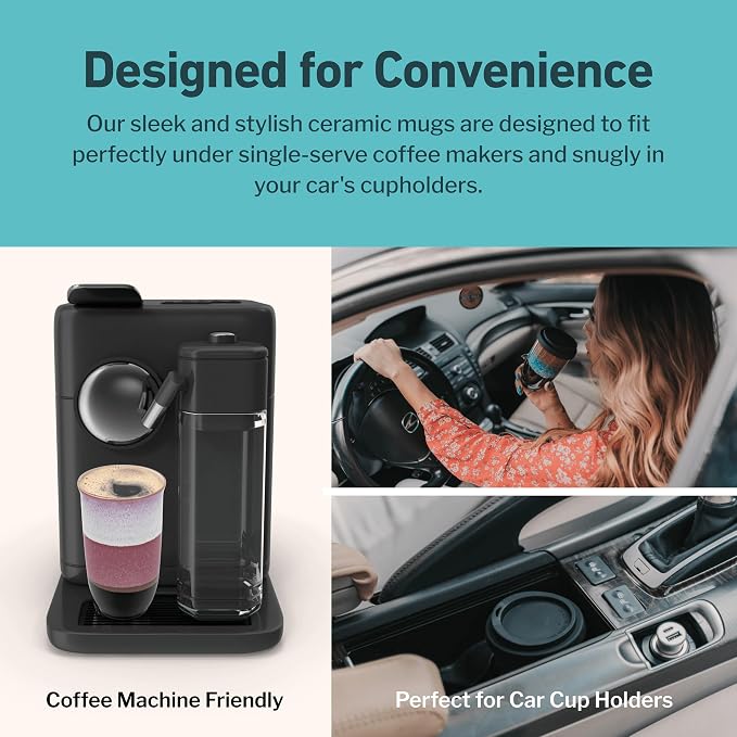 NOVA CERAMICS Coffee Travel Mug – Reusable Coffee Cup – Microwave & Dishwasher Safe Coffee Green Tumbler - Gifts For Women Men Him Her – 16oz – Eclipse - Image 7