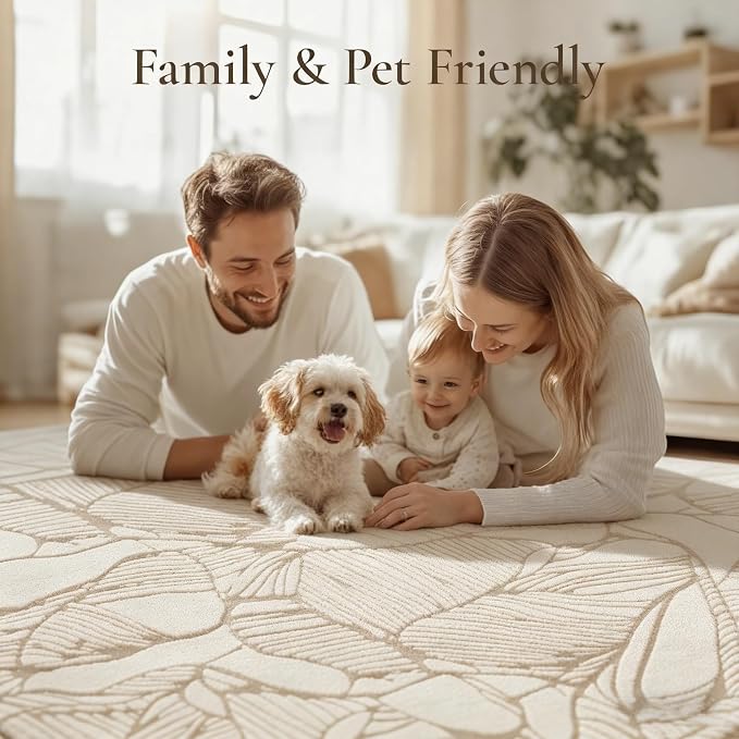 5x7 Area Rug, Machine Washable Living Room Rug - Non-Slip Low Pile Accent Rug for Bedroom, Pet Friendly, Modern Vintage Geometric Design - Image 9