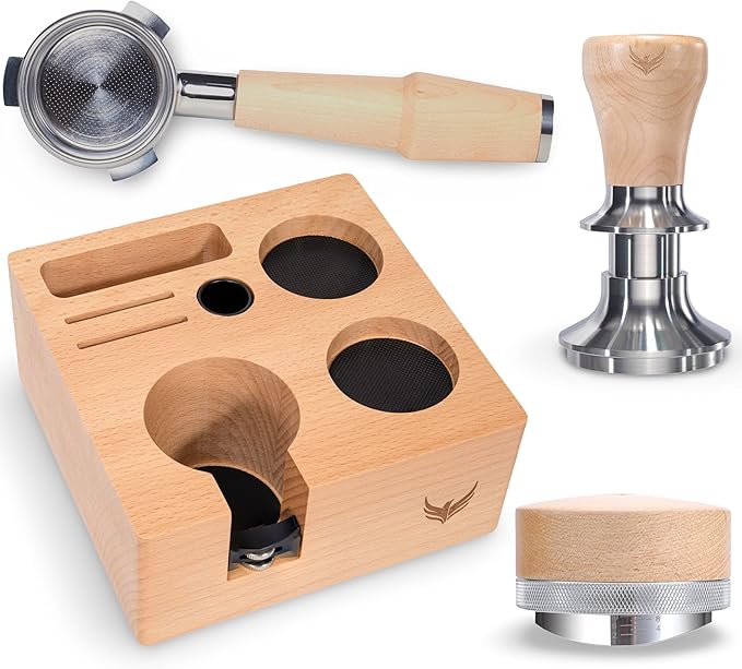 Breville Accessories Set 54mm Espresso Tamper Kit 4pcs Tamp Station, Coffee Tamper, Bottomless Portafilter and Espresso Distributor