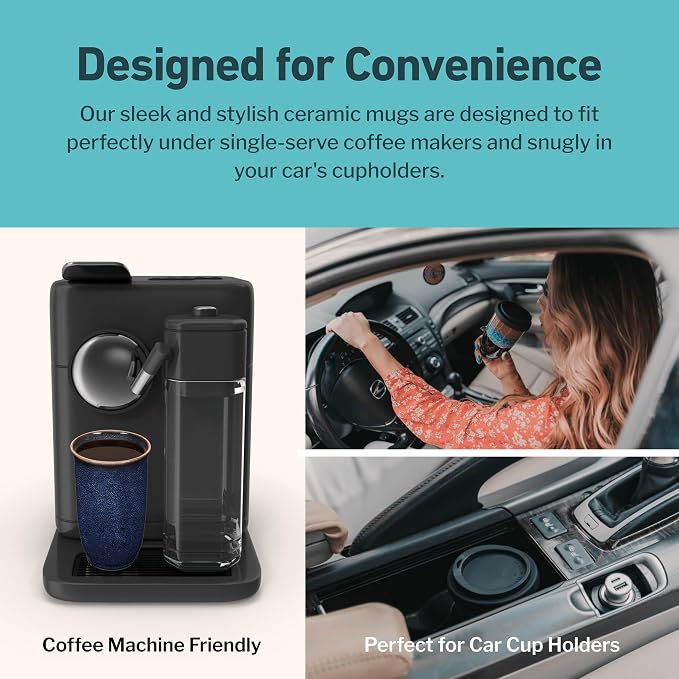 NOVA CERAMICS Coffee Tumbler – Travel Mug - On the Go Coffee Mug – Microwave & Dishwasher Safe Green Coffee Tumbler - Gifts For Women Men Him Her – 16oz – Abyss - Image 6