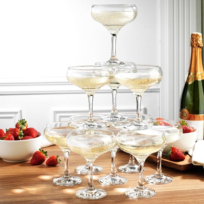 Glaver's Coupe Glasses, 9.5 oz Vintage Martini Glass Set 6 Pcs, Unique Margarita Glass, Classic Cocktail Glassware, Bar Drinking Glasses Set for Cocktail, Wine, Champagne, Espresso & Gift - Image 2