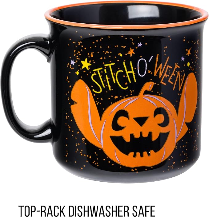 Silver Buffalo Disney Lilo and Stitch Halloween, Ceramic Camper Mug, 20oz | Jack O' Lantern, Ween, 0.59 Liters - Image 3