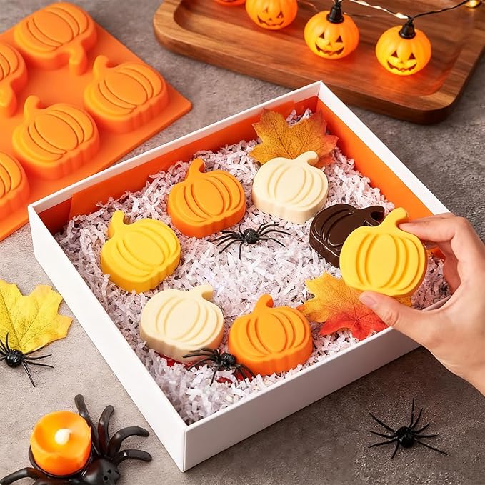 Pumpkin Cake Molds Silicone 2 Pcs Thanksgiving Chocolate Molds 3D Fall Candy Mold Halloween Pumpkin Cake Pan for Baking Autumn Harvest Fall Jello Ice Cube Tray Mold for Halloween Thanksgiving Decor