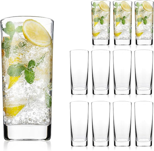 Highball Glasses Set of 12, 13oz Tall Drinking Glasses, Water Glass for Kitchen, Tom Collins Glasses, Mojito Glass Cups, Cocktail Glasses for Bar Glassware by PureGlassPureStyle