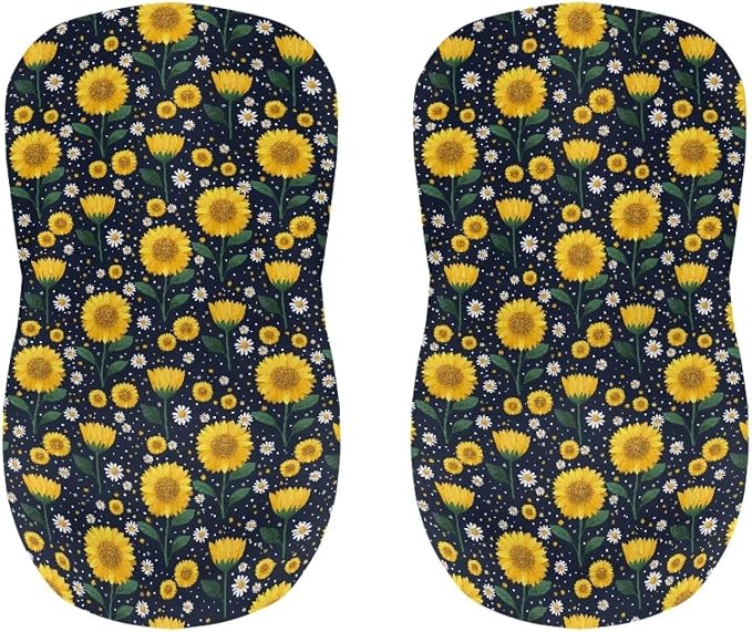 Sunflower Set of 2 Bar Stool Covers, Bar Stool Slipcover Chair Cover with Elastic Bands Soft Washable Dining Chair Slipcovers - Image 4