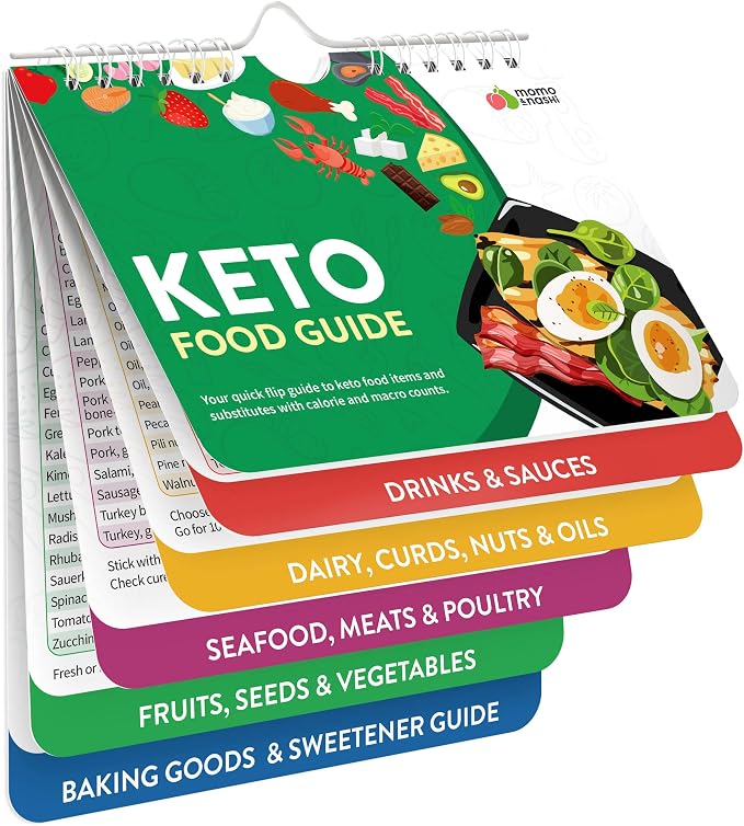 Keto Cheat Sheets Magnets Booklet - Keto Cookbook Meal Plan - Keto Diet Book for Beginners Over 60 - Keto Food Book Magnetic Chart - Weight Loss Low Carb Ketogenic Diet - Keto Food List Charts by MomoNashi