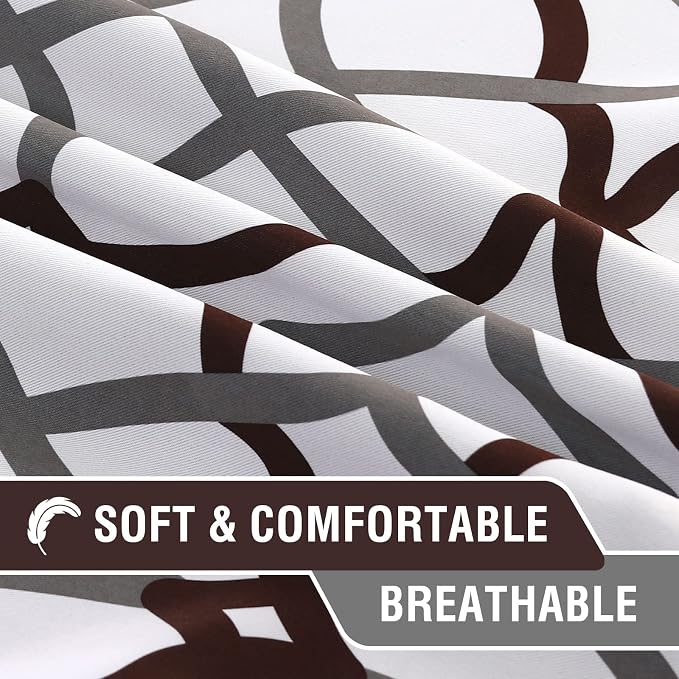 H.VERSAILTEX Blackout Curtains 96 inch Length 2 Panels Set Thermal Curtains & Drapes Window Treatment Noise Reducing Geometric Modern Grommet Living Room Curtains for Bedroom - Brown and Gray - Image 5