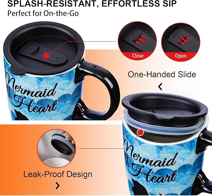 Topadorn 17oz Ceramic Travel Mug with Lid and Handle, Porcelain Coffee Cup with Gift Box, Microwave & Dishwasher Safe, Leak-Proof, for Latte, Tea, Cocoa, Milk, Home & Office - Image 7