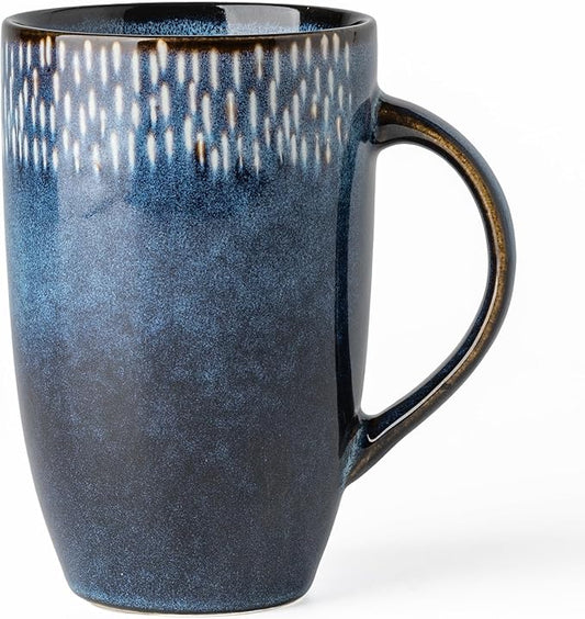 22oz Oversized Heavyweight Ceramic Coffee Mug, Large (Blue) | 22oz Extra Large, Oversized Heavyweight Ceramic, Reactive Glaze, Microwave & Dishwasher Safe, Prop 65 Compliant, Gift Box by TaoTaojarvieCeramics