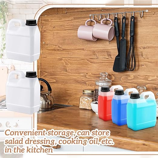 3 Pcs 32 oz Plastic Jug with Lids Square Empty Storage Containers HDPE Carboy Plastic Jar Containers for Water Beverage Oil Liquids (Translucent Color)