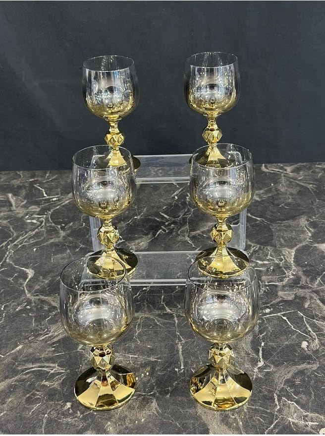 SODEF Set of 6 Gold Footed Coffee Side Glasses - quality Glassware, Titanium Coated, 5 fl oz Capacity, appropriate for Turkish Coffee or Water - Gold - Image 4
