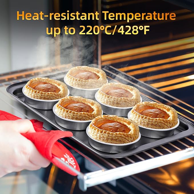Beasea Mini Pie Pans with Lids, 120 Pack 4 Inch 8oz Disposable Mini Cake Pans Creme Brulee Aluminum Foil Pie Tart Ramekins Tins Silver Small Individual Round Containers Oven Safe for Baking - Image 6