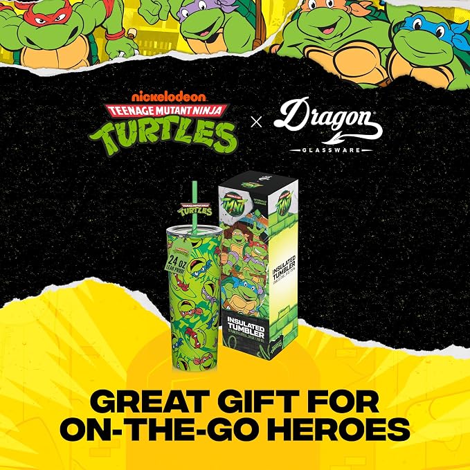 Dragon Glassware x Teenage Mutant Ninja Turtles Insulated Tumbler, 24 oz | Vacuum Insulated Stainless Steel Tumbler with Straw & Lid; Double Walled TMNT Tumbler with Straw Topper; Ninja Turtle Cup - Image 7