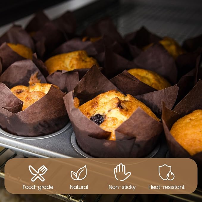 150 Pcs Mini Cupcake Liners Muffin Liners Baking Cups | Tulip Cupcake Liner for Baking Wedding, Birthday, Baby Shower Parties, Brown - Image 3