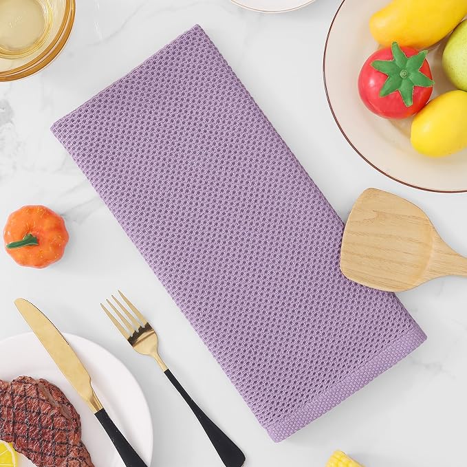 Homaxy 100% Cotton Waffle Weave Kitchen Dish Towels 4-Pack, Lavender | 13 x 28 Inches, Ultra Soft Absorbent Dish Towels, Quick Drying Cleaning Towels - Image 7
