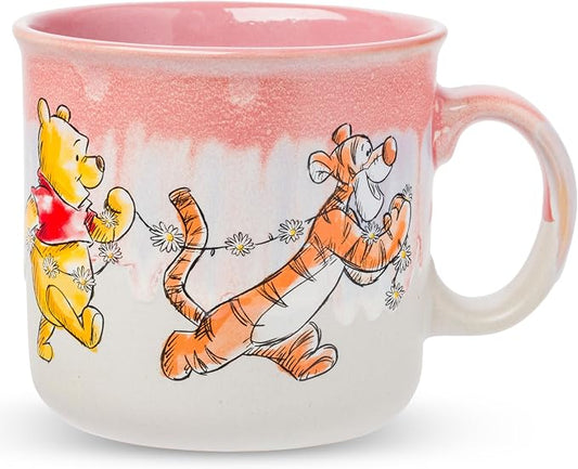 Silver Buffalo Disney Winnie the Pooh, Reactive Glaze Camper Mug, 20oz | Piglet, Tigger, Eeyore, Ceramic, 0.59 Liters by SilverBuffalo