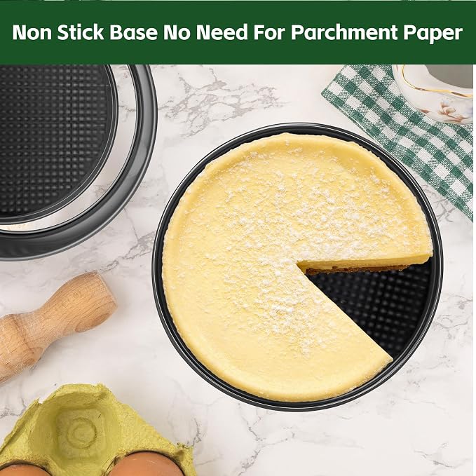 Springform Pan Set of 3 (7"/9"/11") - Non-Stick Cheesecake Pans with Removable Bottom, Round Baking Molds for Cheesecake, Pie, Desserts & More - Baking Bakeware Set - Image 7