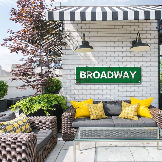 KONEDMIX Vintage Broadway Sign Wall Decor Road Street Wall Art 4X16inches | Novelty Bar Home Pub Shop Indoor Outdoor Use - Image 6