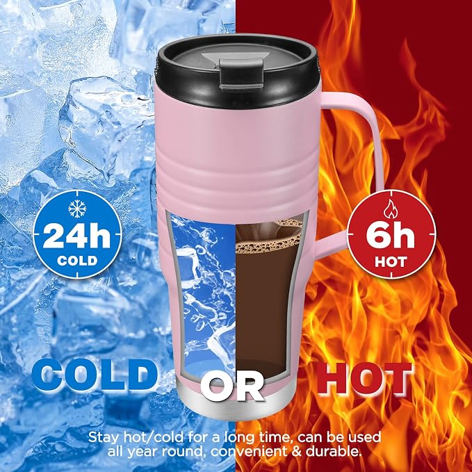 HAUSHOF 24 oz Travel Mug with Handle, Stainless Steel Vacuum Insulated Coffee Double Wall Travel Mugs with Leakproof Lid, BPA Free - Image 5