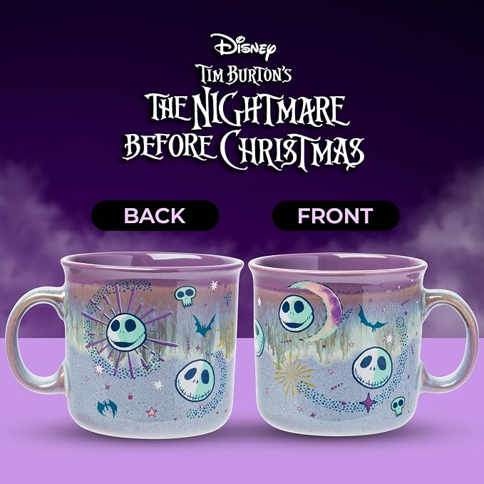 Silver Buffalo Disney Nightmare Before Christmas, Ceramic Camper Mug, 20oz | Jack Skellington, Mystic Opulence, Reactive Glaze, 0.59 Liters - Image 3