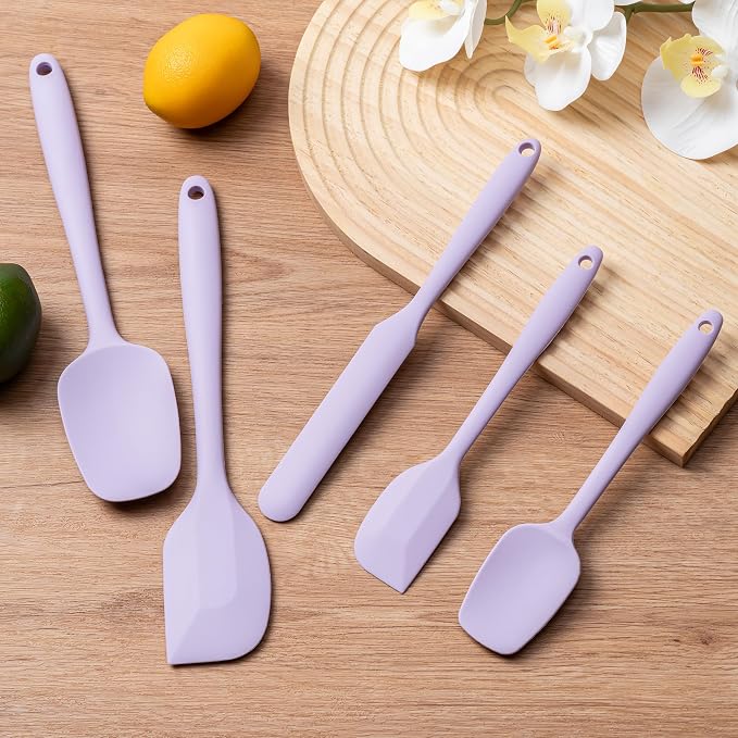 Silicone Spatula Set,5 Piece Food Grade Rubber Spatulas,Lavender | Spatulas Silicone Heat Resistant for Baking,Cooking,and Mixing High Heat Resistant Non Stick Dishwasher Safe BPA-Free - Image 6