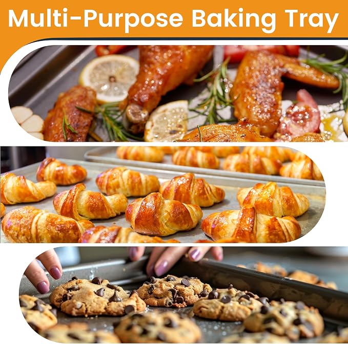 12 Pack Half Size Aluminum Baking Sheet Pan, 18 x 13 in | NSF, Aluminum Commercial Cookie Sheets, Non-Stick, Oven Safe Up to 500℉ - Image 8
