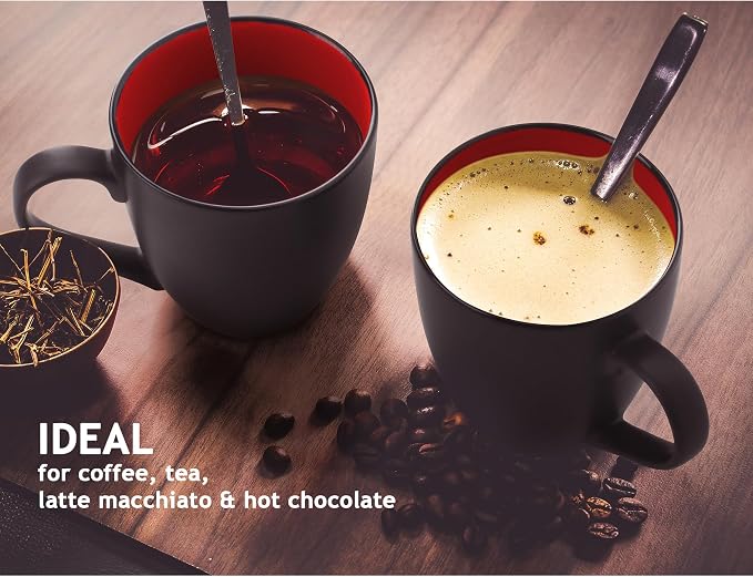 MIAMIO - Coffee Mugs Set of 6 (12 oz) - Le Papillon (Red) - Daily Table Set | Ceramic coffee mugs for coffee, cappuccino and tea, 12 oz for everyday use - dishwasher safe - practical for daily use - Image 2