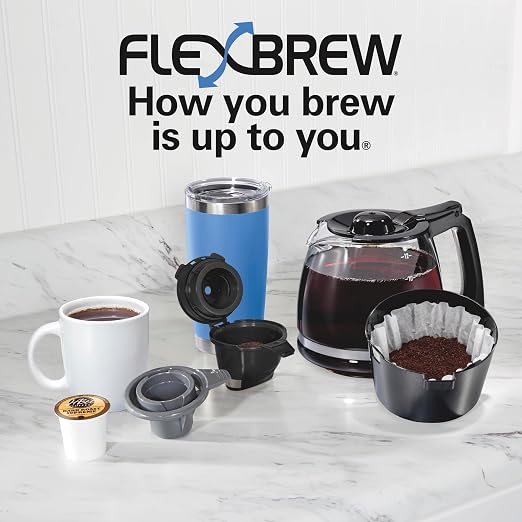 Hamilton Beach FlexBrew Trio 2-Way Coffee Maker, Compatible with K-Cup Pods or Grounds, Combo, Single Serve & Full 12c Pot, Black - Fast Brewing (49902) - Image 7