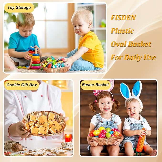 12 Pack Plastic Oval Woven Baskets, 10"L x 6"W x 3"H | Small Bread and Fruit Baskets, For Food Storage, Serving, Gift Packaging, Kitchen and Restaurant Display or Storage Basket - Image 8