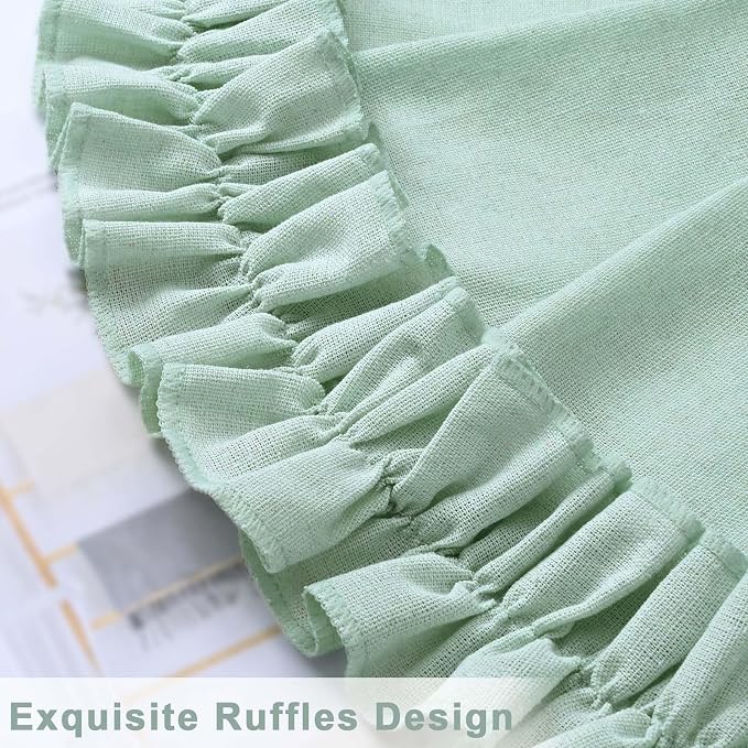 Likiyol Linen Valances for Windows Farmhouse Ruffle Swag Valance Rustic Country Window Valances Light Filtering Kitchen Curtains Rod Pocket Valance Curtains for Bathroom Cafe, Mint Green, 60"W x 36"L - Image 7