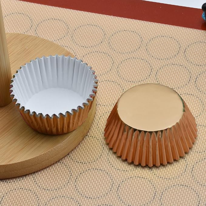 200 Pcs Orange Foil Cupcake Liners Standard Baking Cups Muffin Paper Cases | Food-grade, Greaseproof & Sturdy Parchment, Cupcake Wrapper for Party, Christmas, Gift - Image 4